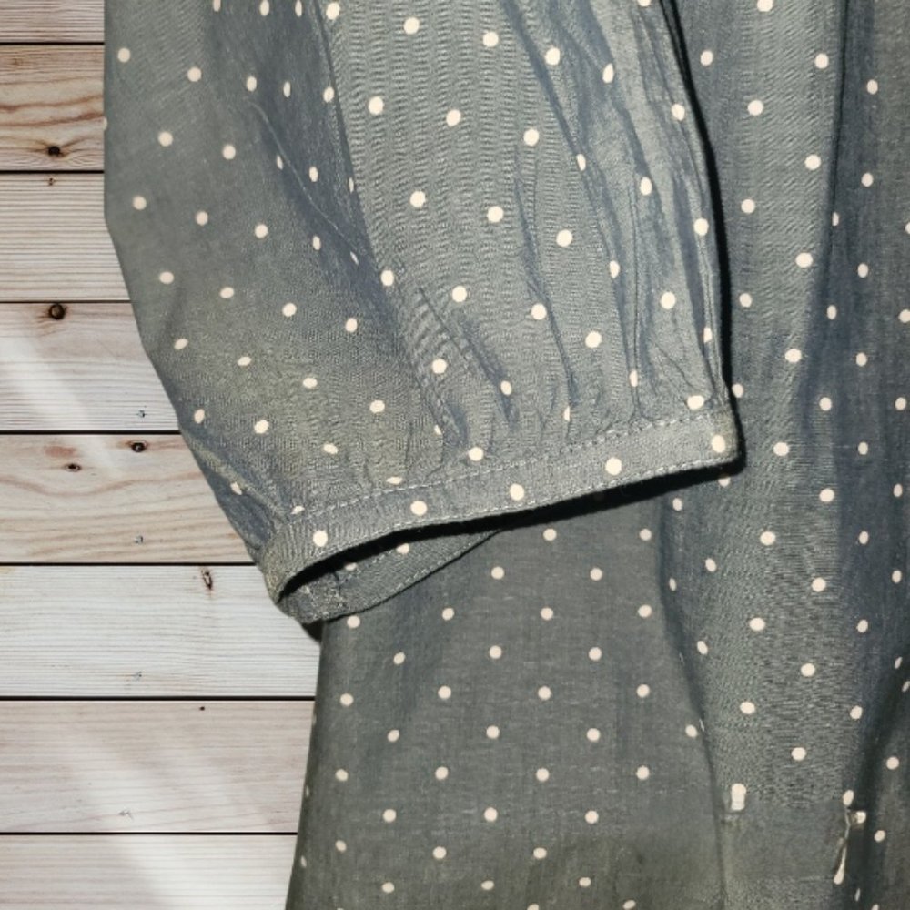 OLD NAVY - Plus Size - XXL - Gray-Blue Polka Dot Long Sleeve Top Blouse - Picture 4 of 7